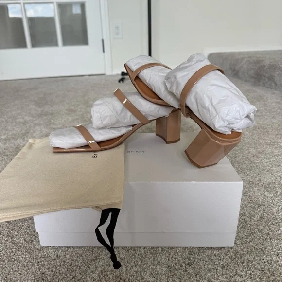 New In Box BY FAR Nude Tanya Heels - Picture 2 of 7